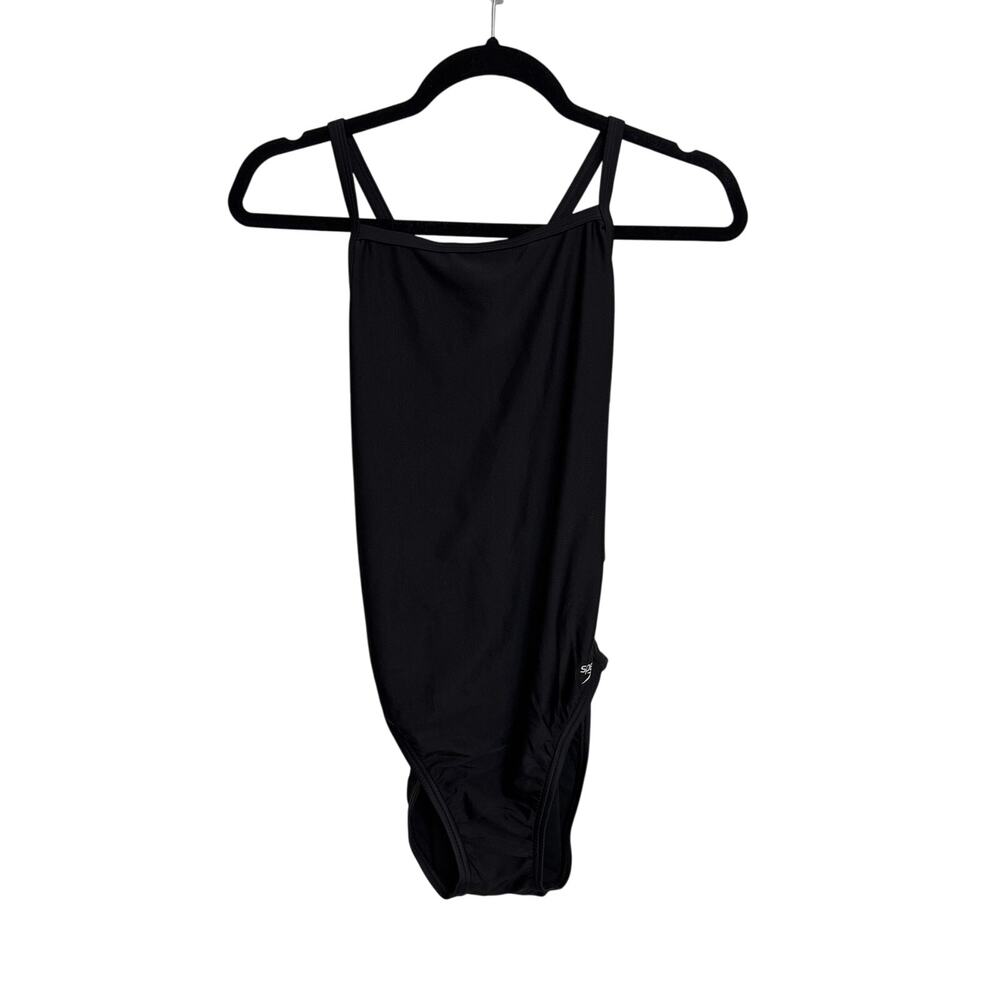 Speedo Swimsuit Women 12/38 Black ProLT Super Pro Solid One Piece Cross Back NWT